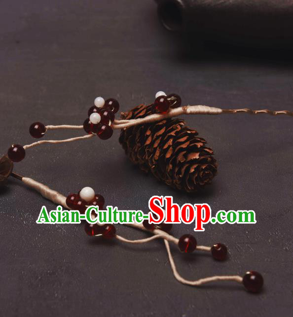 Handmade Red Berry Hair Clips Traditional Chinese Hanfu Hair Jewelries Ancient Swordswoman Hairpins