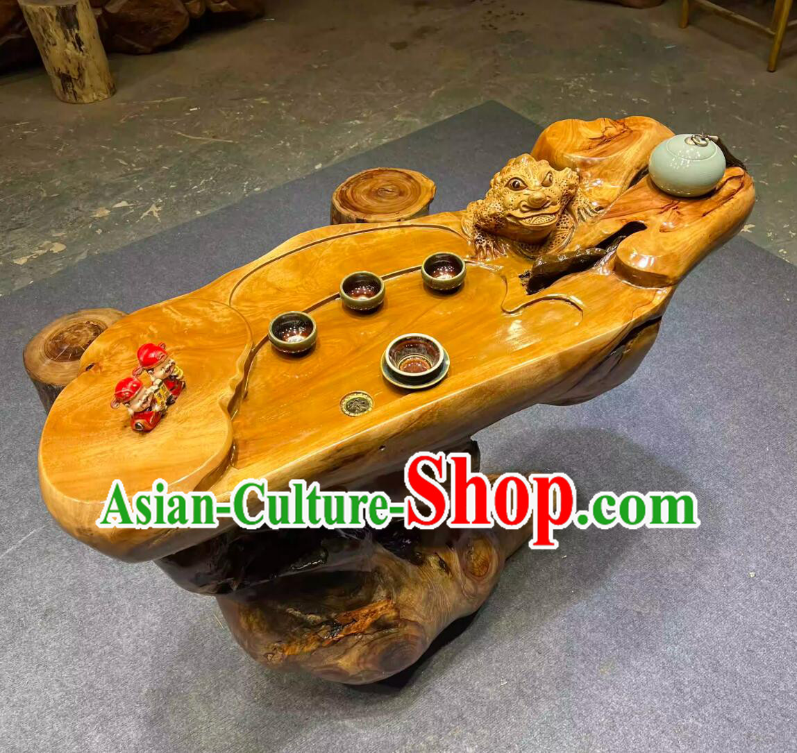 Hand Carved Chinese Stunning Tree Root Tea Table The Golden Toad Brings Wealth