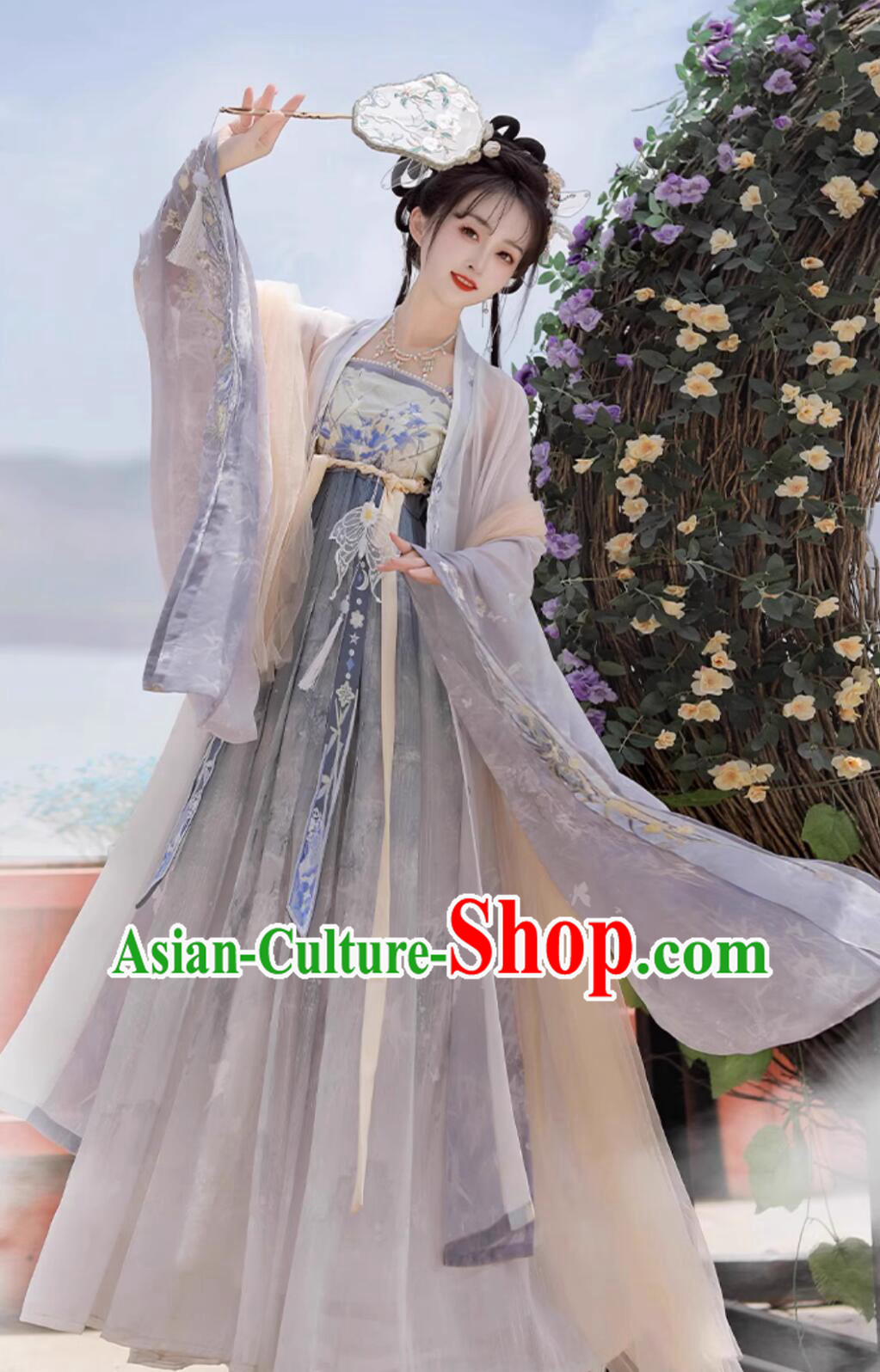Ancient China Goddess Costume Chinese Tang Dynasty Royal Princess Blue Dress Traditional Woman Hanfu