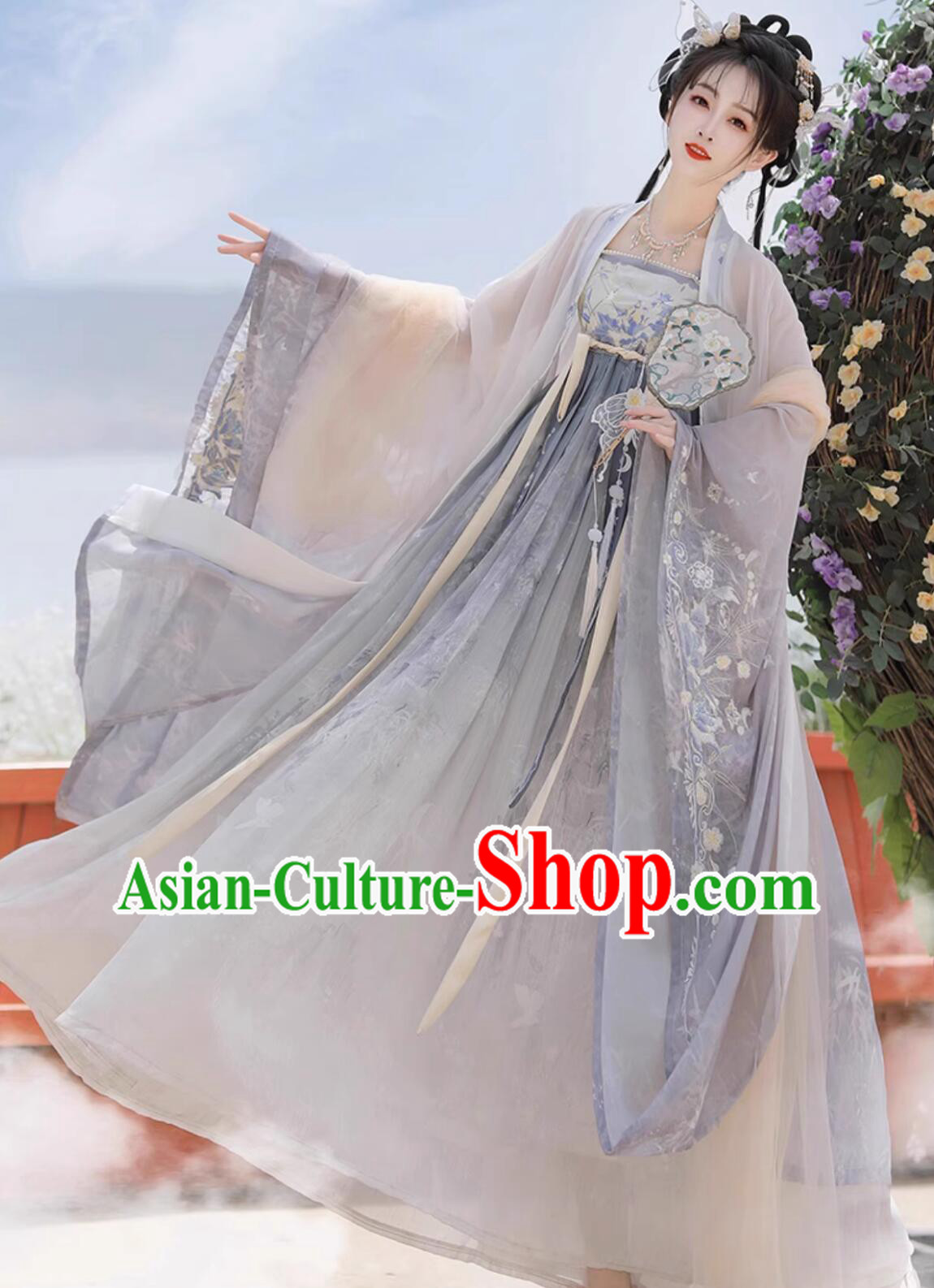 Ancient China Goddess Costume Chinese Tang Dynasty Royal Princess Blue Dress Traditional Woman Hanfu
