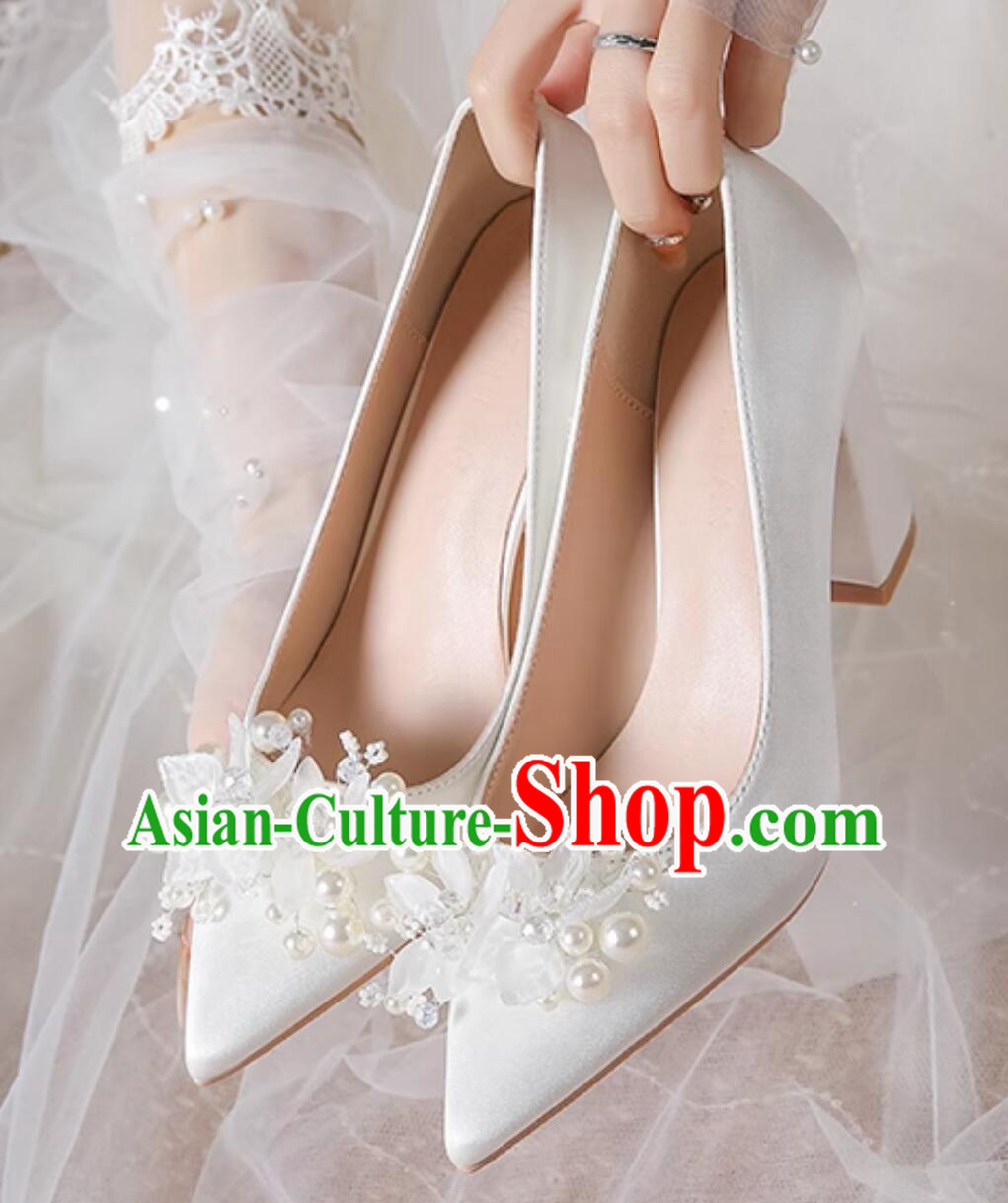 Top cm Heeled Shoes Bride Shoes White Wedding Shoes French Fashion Shoes