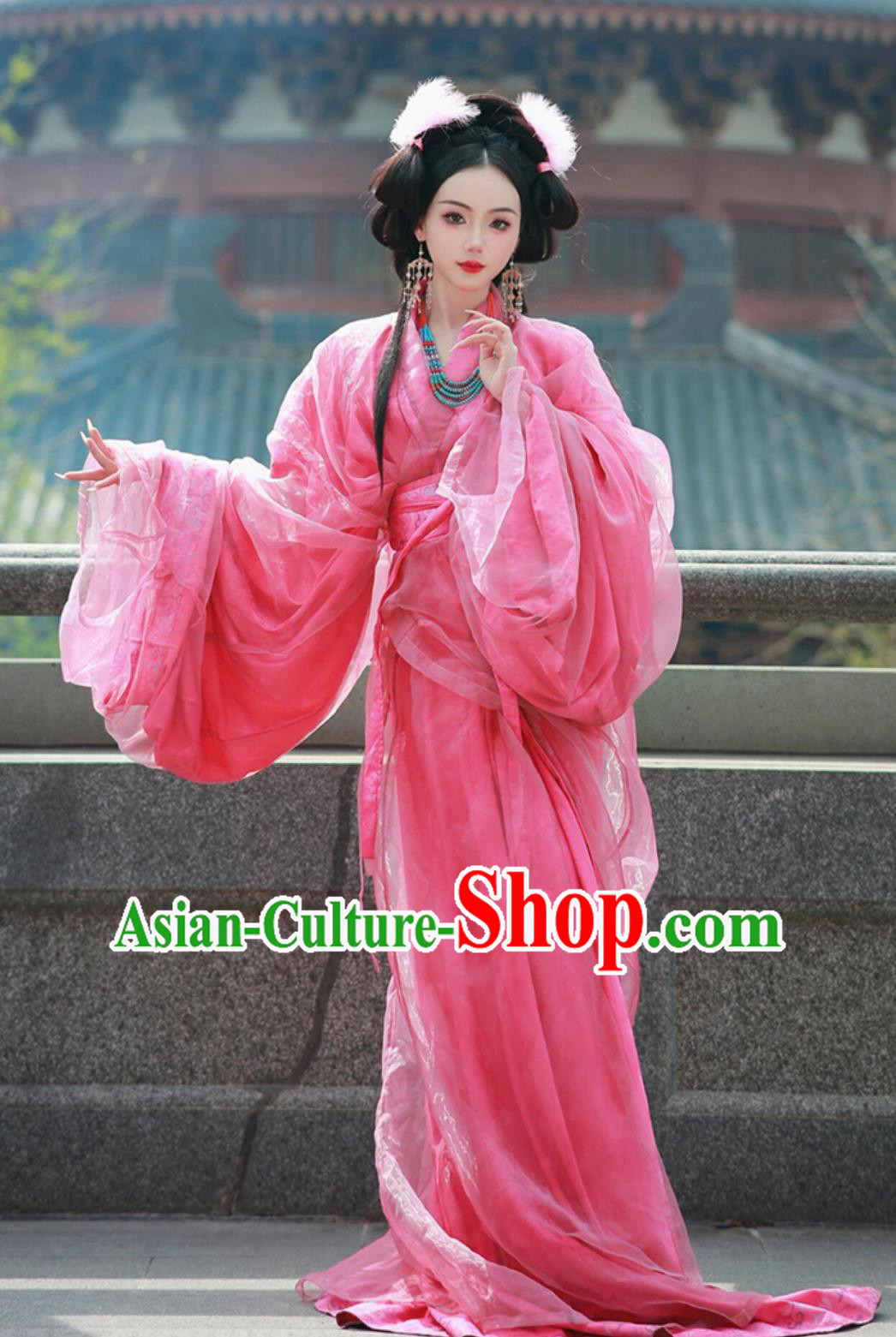 Chinese Han Dynasty Imperial Consort Clothing Ancient China Princess Costume Hanfu Pink Warring States Robe