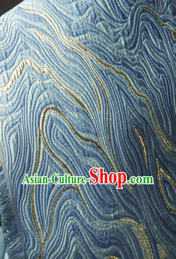 Blue Classical Ripple Pattern Design Fabric Top Brocade Fabric Dress Coat Cloth Material