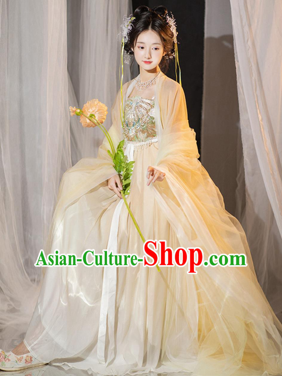 Traditional Hanfu Embroidered Hezi Dress Ancient Chinese Clothing China Tang Dynasty Royal Princess Costume