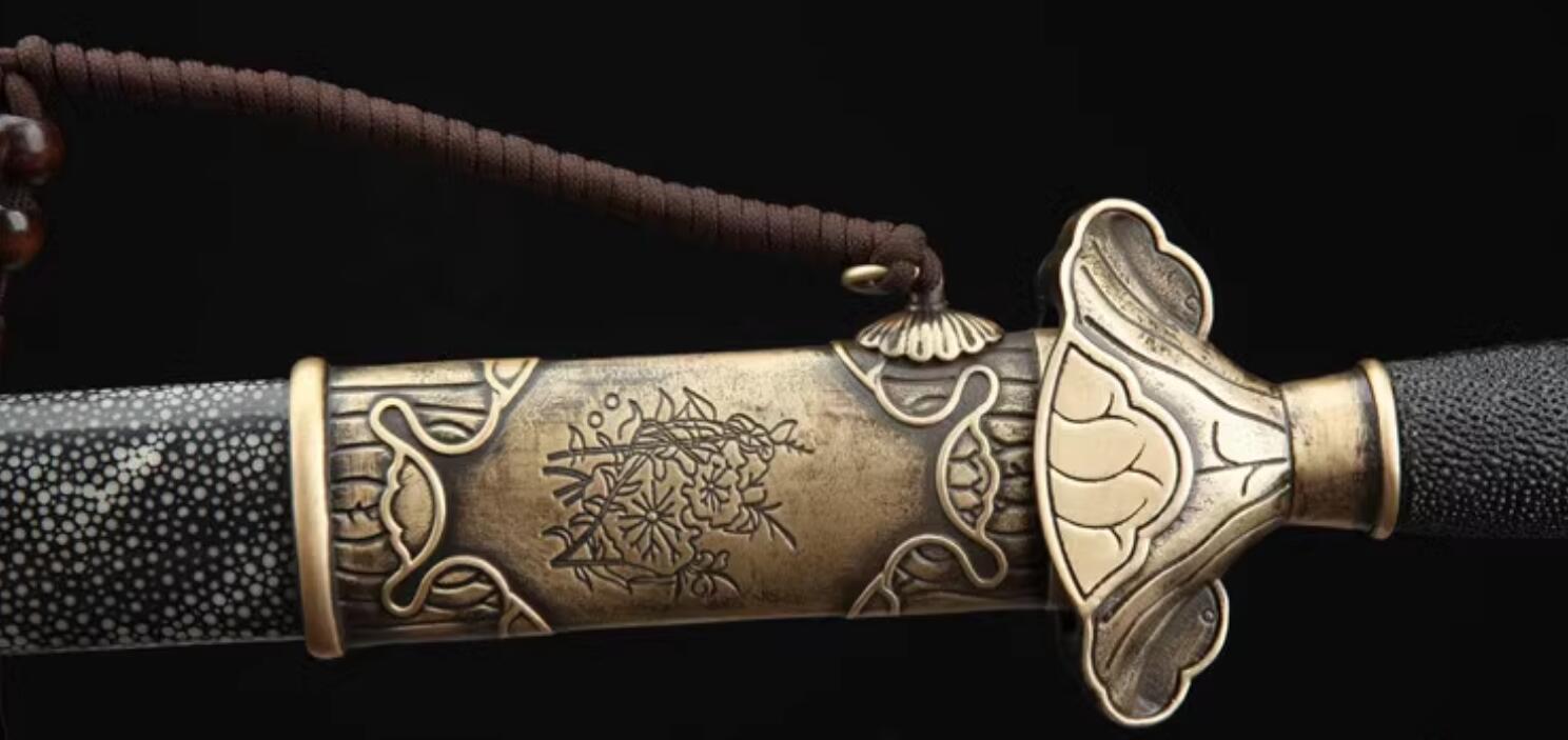 Handmade China Longquan Sword Song Dynasty Genuine Stingray Skin Sword