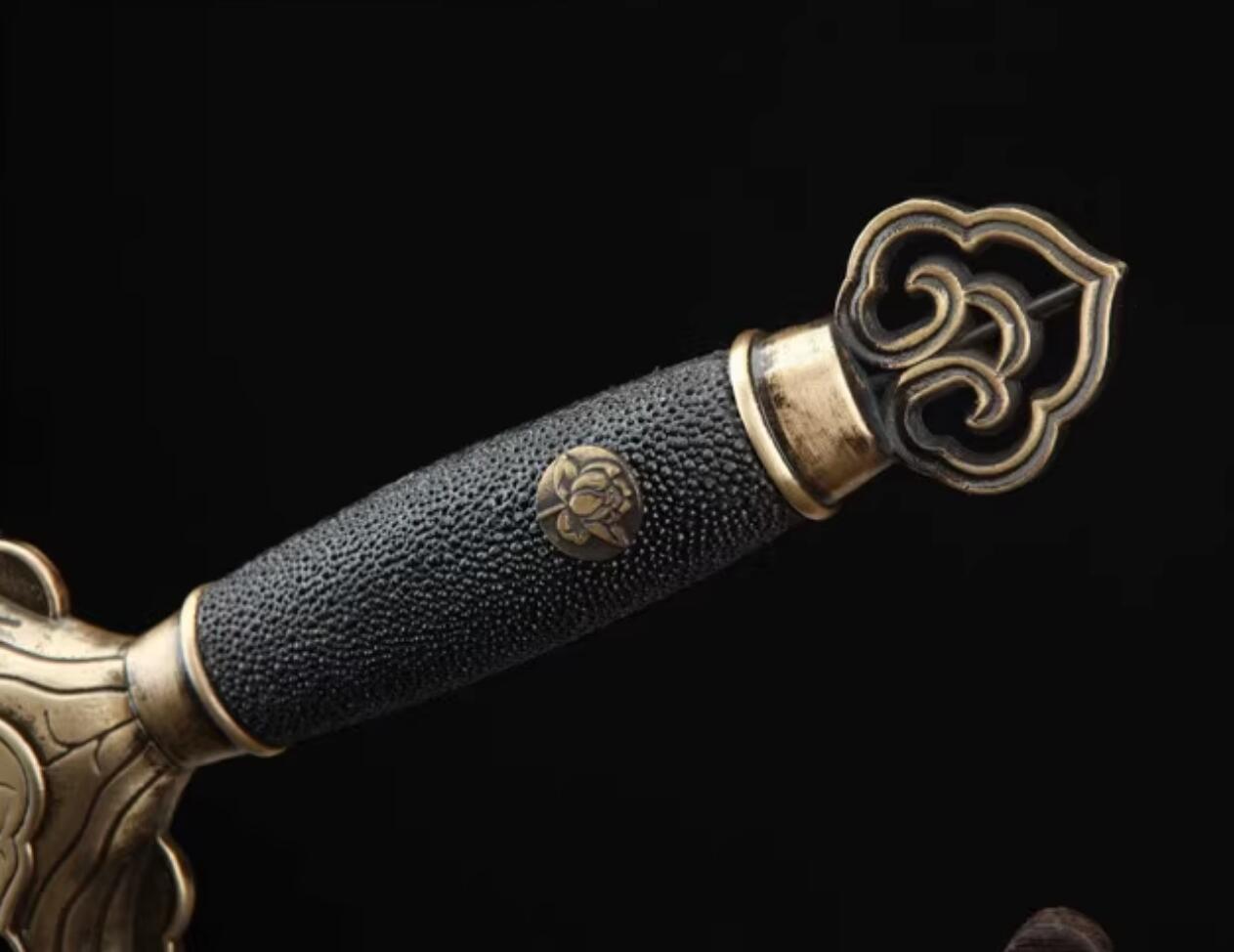Handmade China Longquan Sword Song Dynasty Genuine Stingray Skin Sword