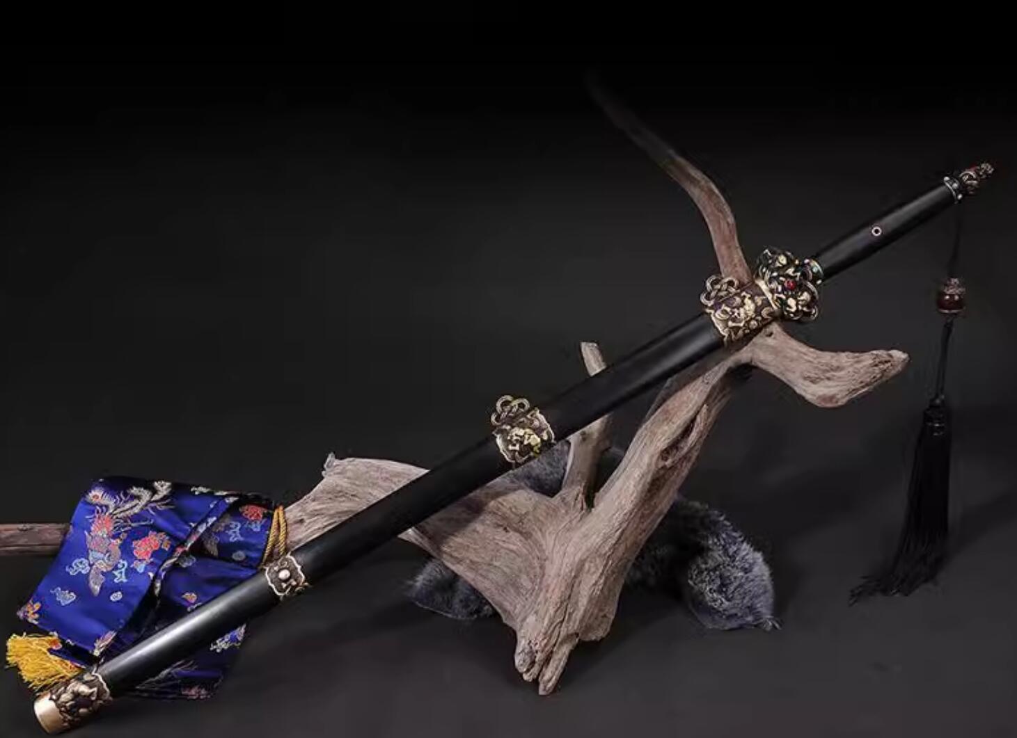 Handmade China Longquan Sword Song Dynasty Carving Lion Sword