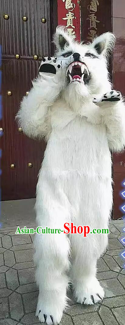 Cosplay White Fox Clothing Chinese Stage Performance Head and Garment Handmade Mascot Costume Complete Set