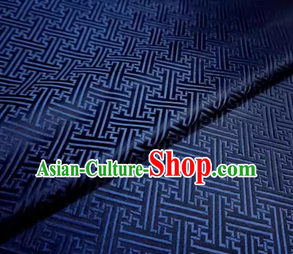 Chinese Traditional Pattern Design Navy Blue Cloth Top Brocade Fabric Tang Suit Material