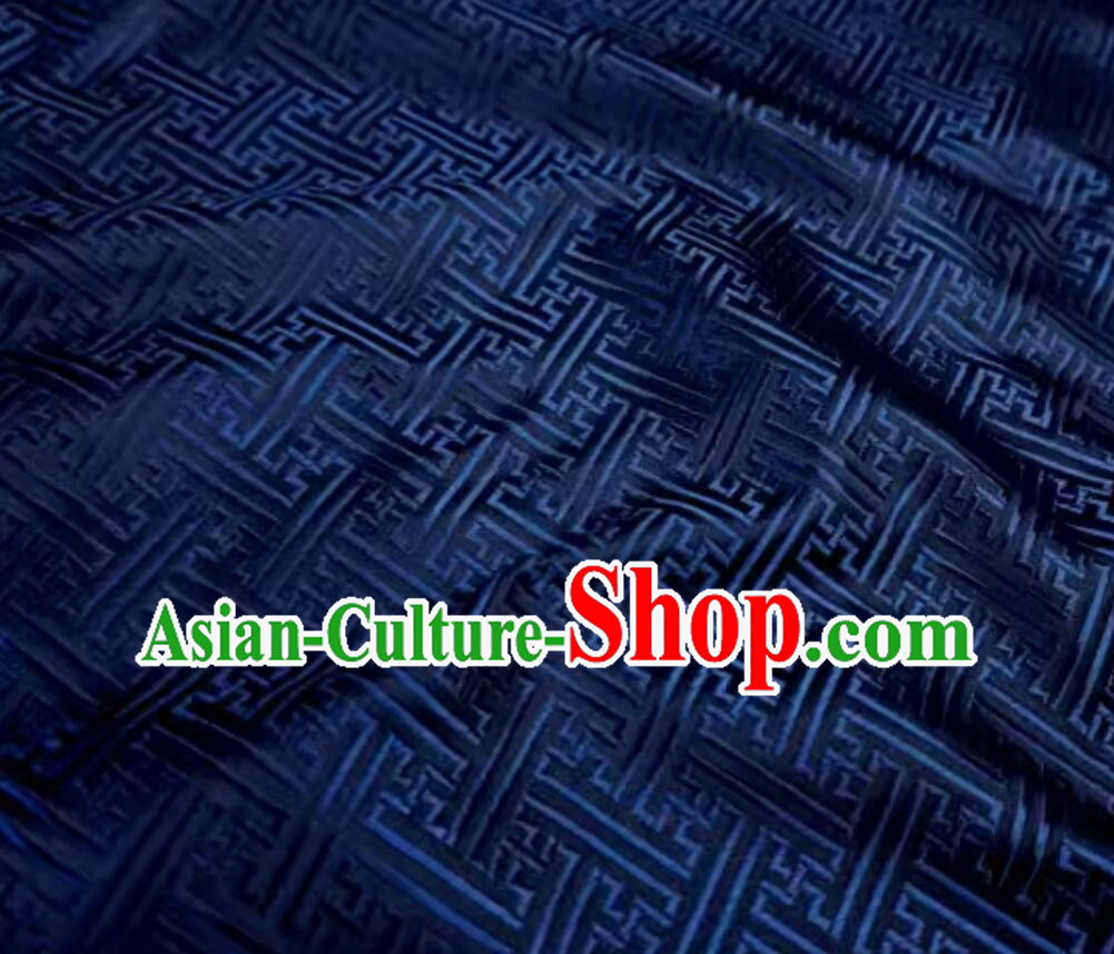 Chinese Traditional Pattern Design Navy Blue Cloth Top Brocade Fabric Tang Suit Material