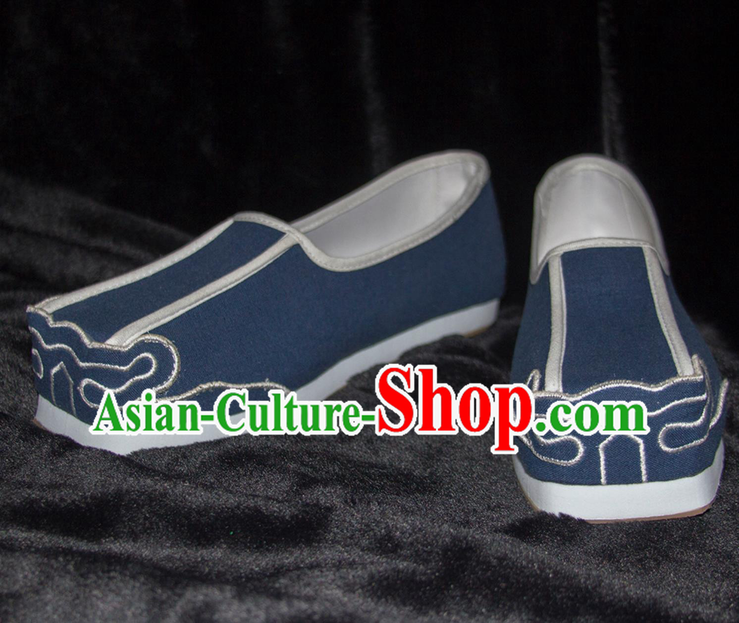 Traditional Male Hanfu Shoes Ancient Chinese Scholar Shoes China Ming Dynasty Blue Square Shoes