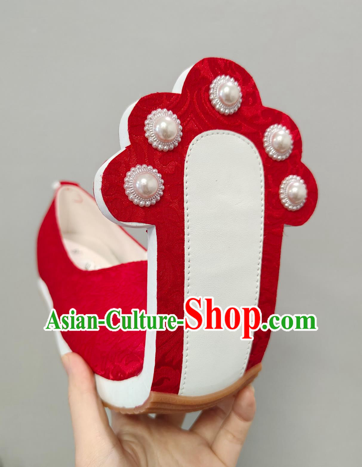 Traditional Hanfu Stage Show Shoes Ancient Chinese Empress Red Shoes Handmade China Tang Dynasty Dengyun Shoes