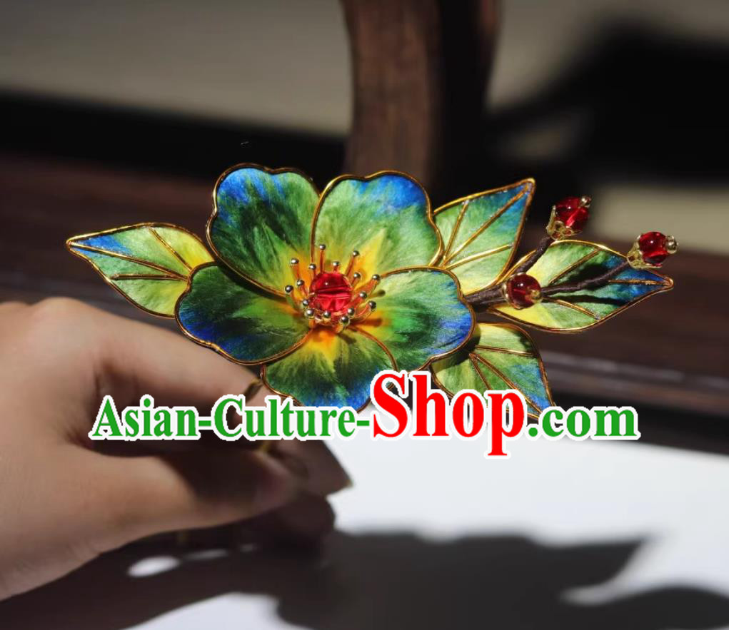 Traditional Hanfu Hair Jewelry Ancient Chinese Empress Silk Hairpin Handmade China Ming Dynasty Court Woman Peach Blossom Hair Clip