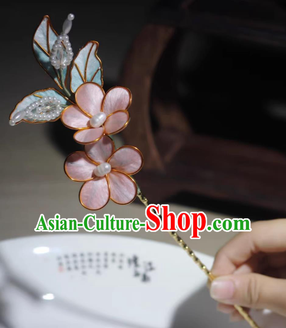 Handmade China Ming Dynasty Silk Plum Blossom Hair Clip Traditional Hanfu Hair Jewelry Ancient Chinese Princess Hairpin