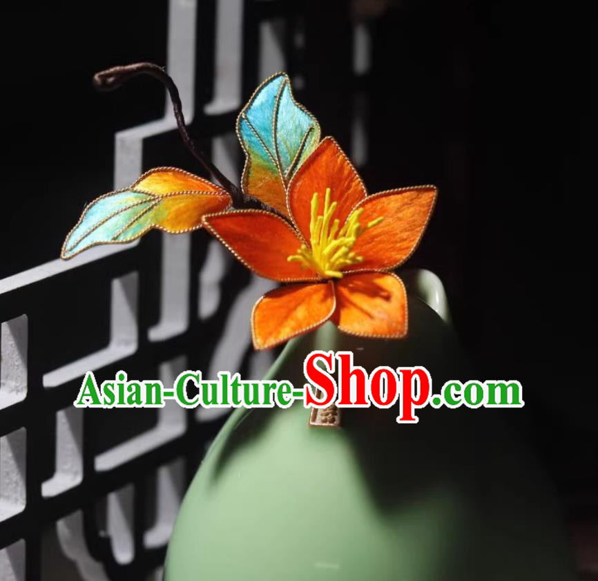 Traditional Intangible Heritage Artwork Handmade Hanfu Jewelry Chinese Cheongsam Brooch China Classical Silk Peach Blossom Corsage