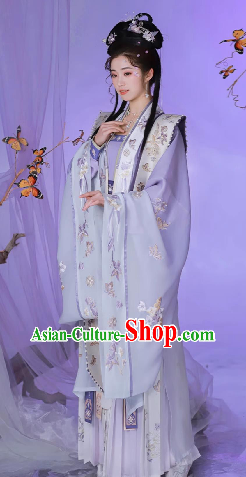 Ancient China Princess Embroidered Clothing Traditional Hanfu Purple Dress Chinese Song Dynasty Woman Costume