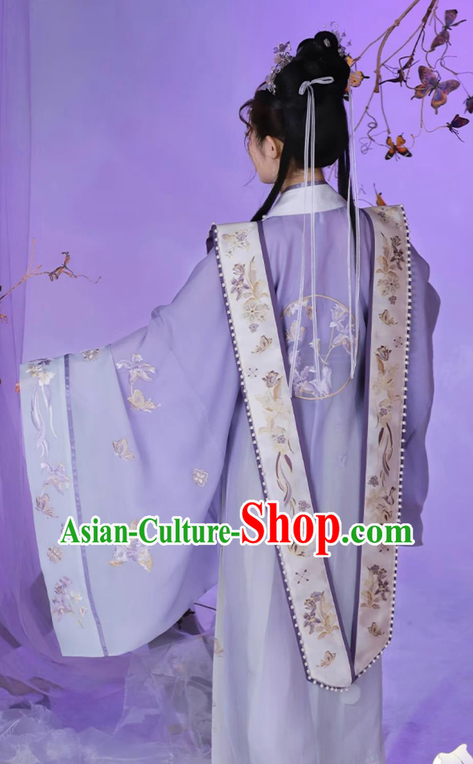 Ancient China Princess Embroidered Clothing Traditional Hanfu Purple Dress Chinese Song Dynasty Woman Costume