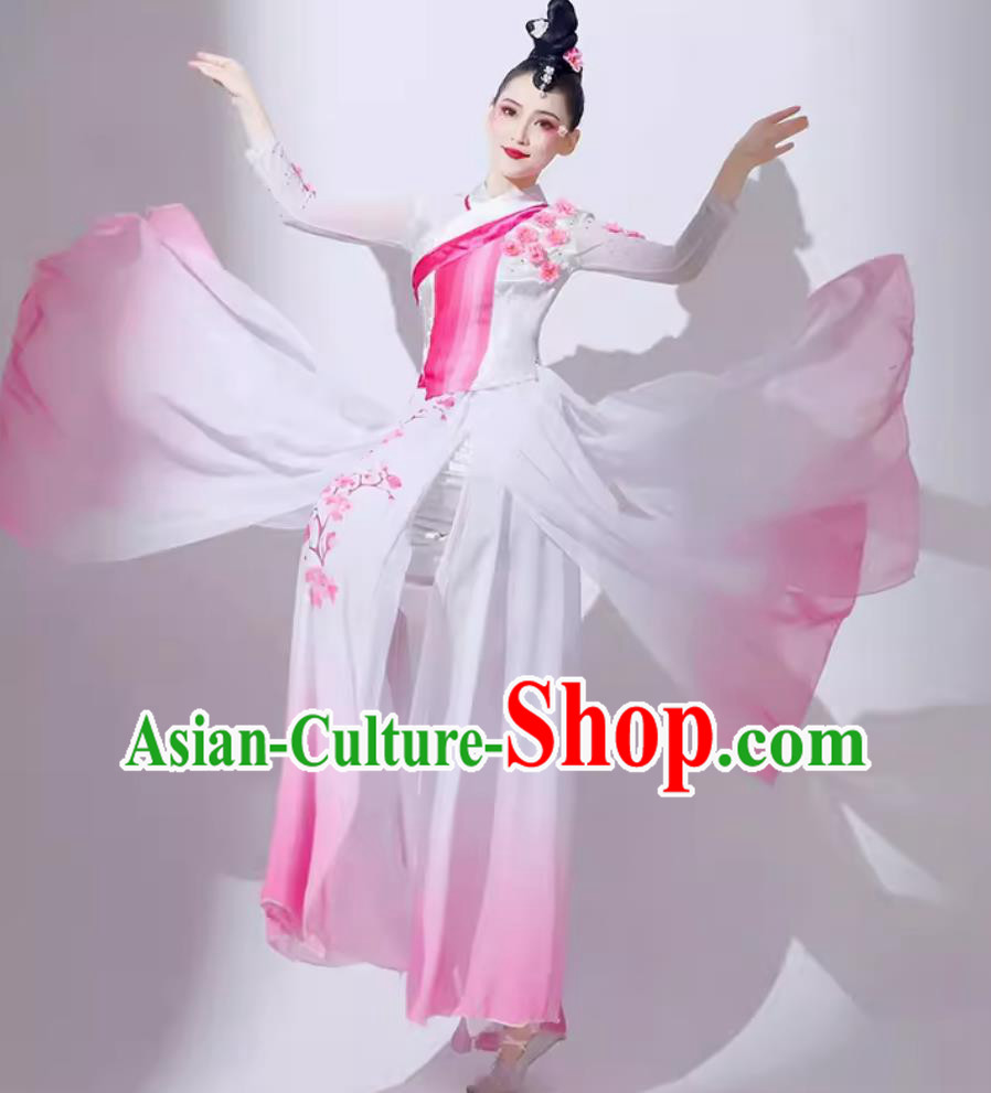 Chinese Classical Dance Costume Traditional Umbrella Dance Pink Outfit Women Group Performance Clothing