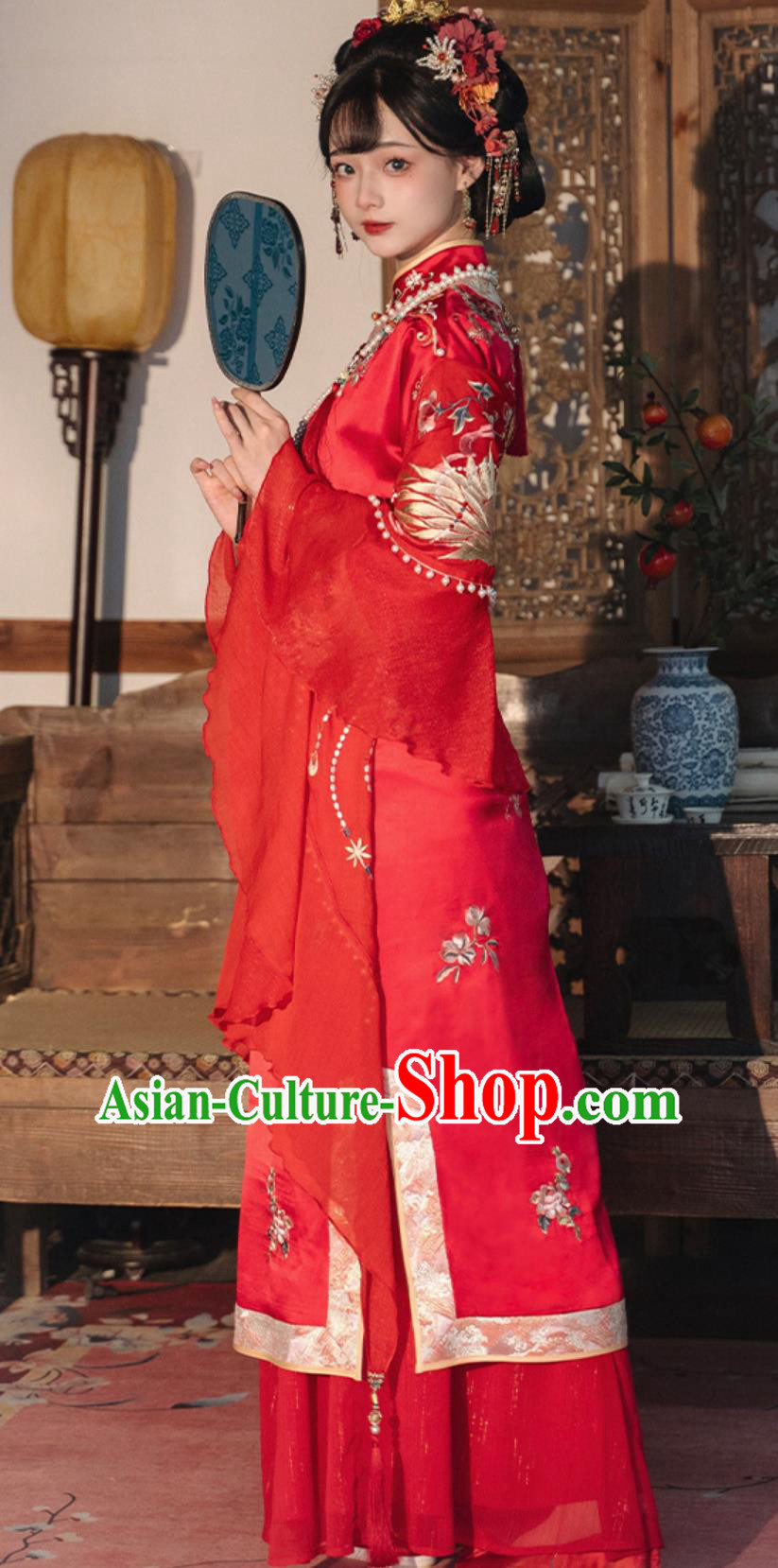 Traditional Chinese Wedding Qipao Ancient China Bride Red Dress Minguo Woman Clothing