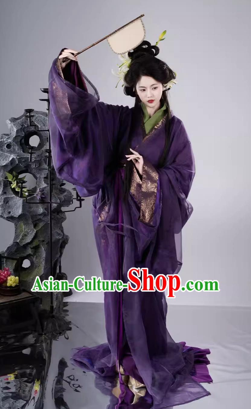 China Travel Photography Clothing Purple Warring States Robe Traditional Chinese Ancient Palace Woman Dress