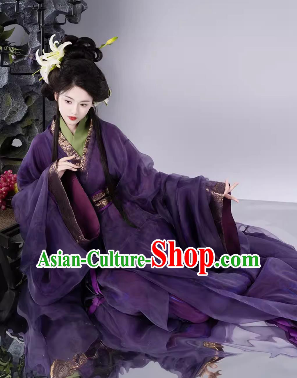 China Travel Photography Clothing Purple Warring States Robe Traditional Chinese Ancient Palace Woman Dress