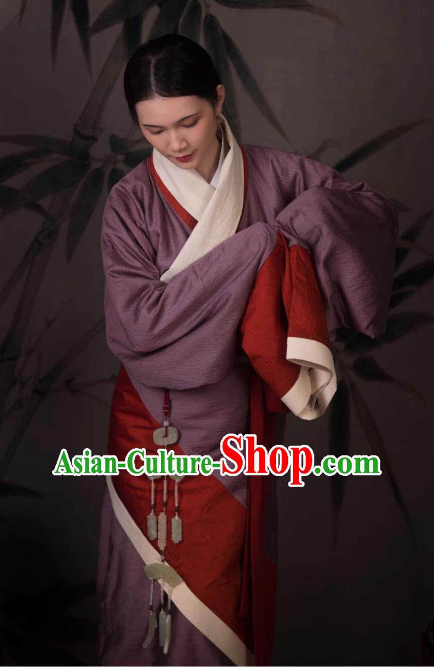 Traditional Hanfu Curving Front Robe Ancient China Court Woman Clothing Chinese Travel Photography Costume