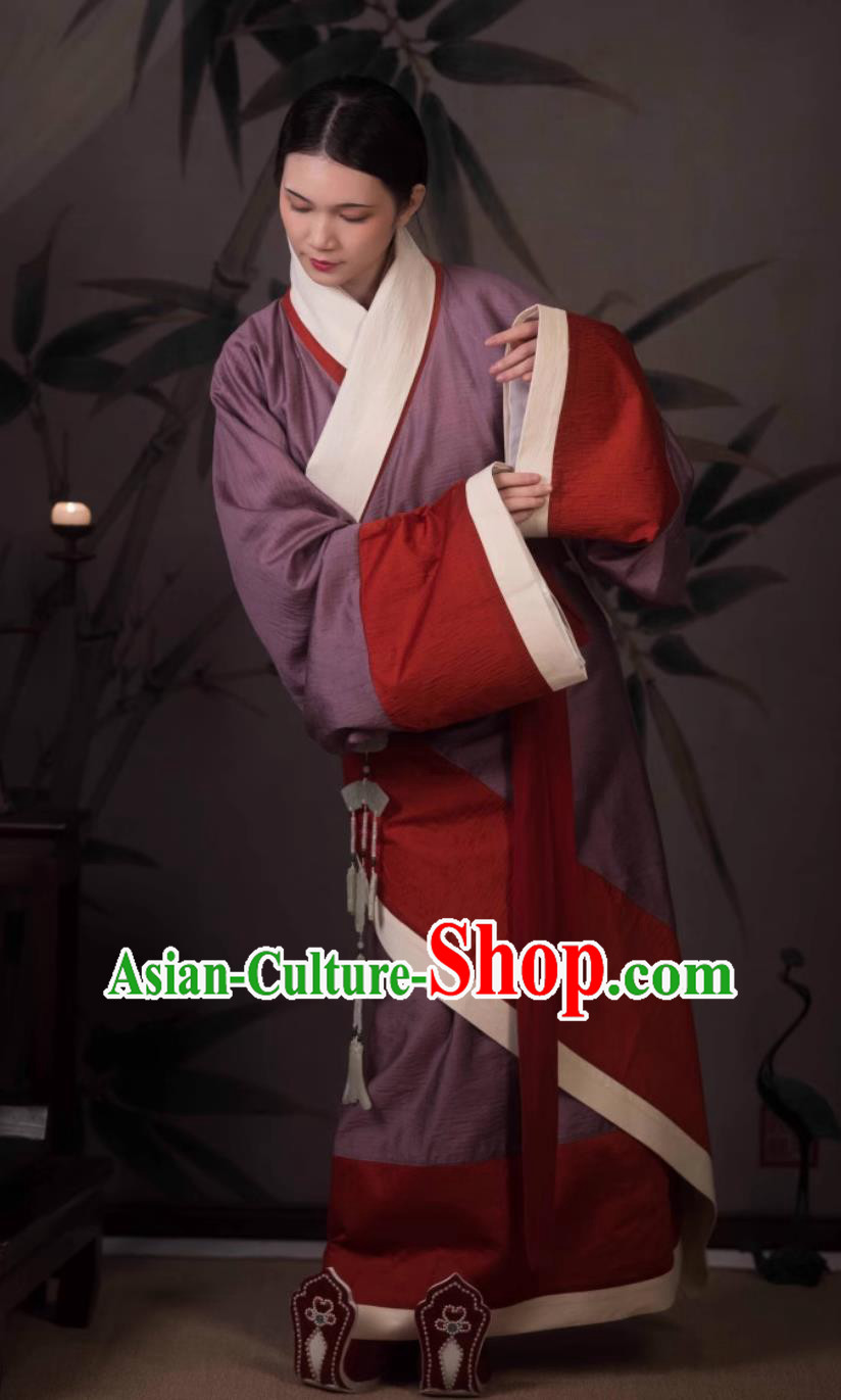 Traditional Hanfu Curving Front Robe Ancient China Court Woman Clothing Chinese Travel Photography Costume