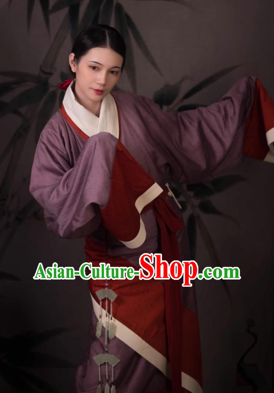 Traditional Hanfu Curving Front Robe Ancient China Court Woman Clothing Chinese Travel Photography Costume