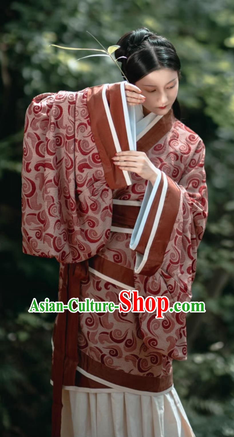 Traditional Hanfu Curving Front Robe Han Dynasty Princess Dress Ancient China Court Woman Clothing Chinese Travel Photography Costume