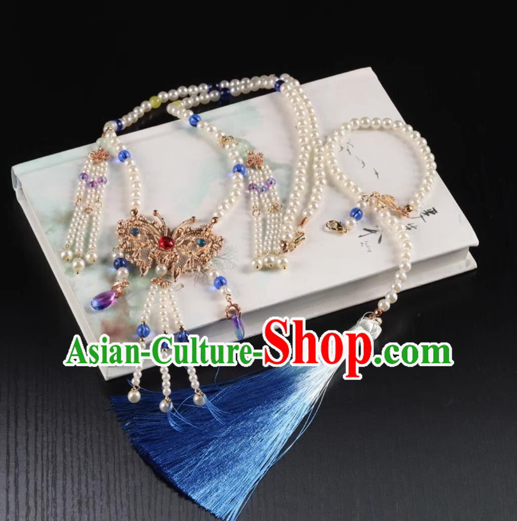 Traditional Chinese Ming Dynasty Necklet China Hanfu Hair Jewelry Handmade Ancient Princess Necklace
