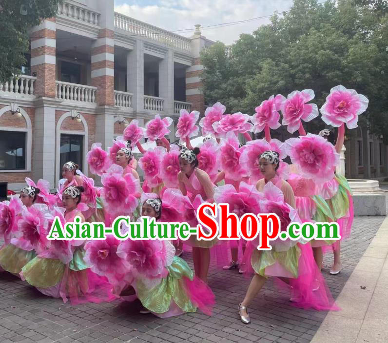 Handmade Modern Dance Pink Flower Chinese Spring Festival Gala Opening Dance Prop