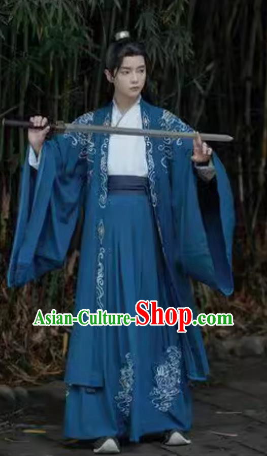 China Travel Photography Jin Dynasty Male Costume Traditional Hanfu Ancient China Wuxia Swordsman Clothing