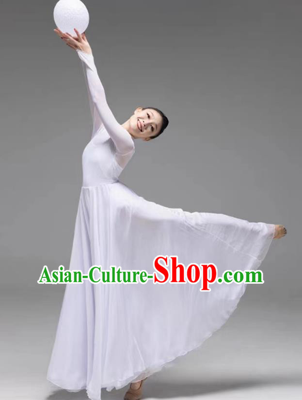 Top Stage Performance Costume Chinese Spring Festival Gala Opening Dance Clothing Chorus Women White Dress