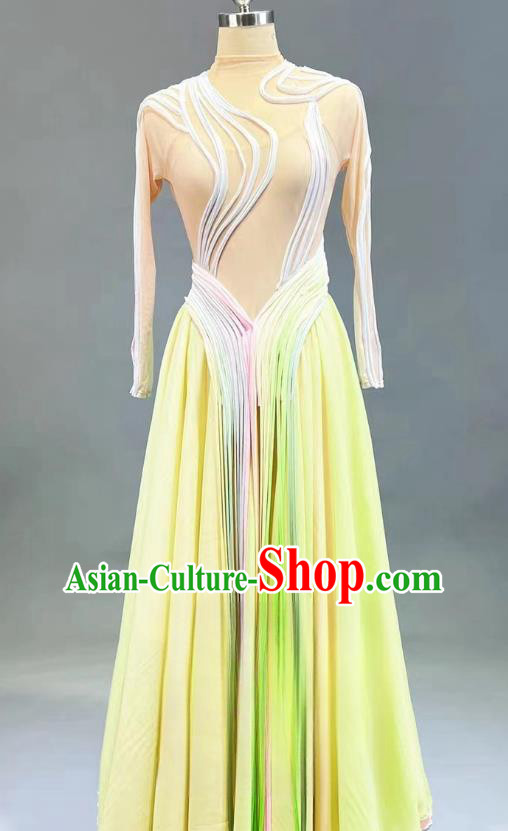 Women Group Dance Yellow Dress Chinese Stage Performance Costume Spring Festival Gala Classical Dance Clothing