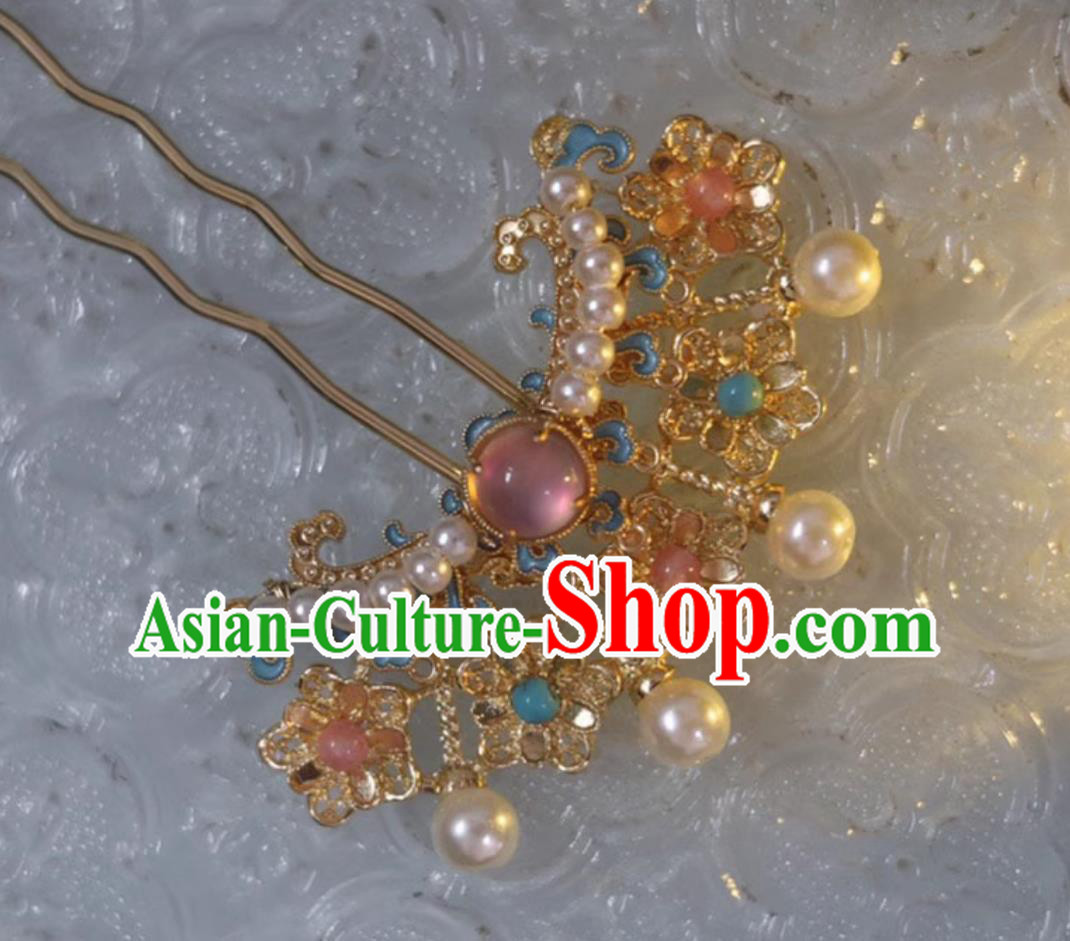 Chinese Hanfu Hair Jewelries Ancient China Princess Hairpins Traditional Tang Dynasty Peals Hair Clips