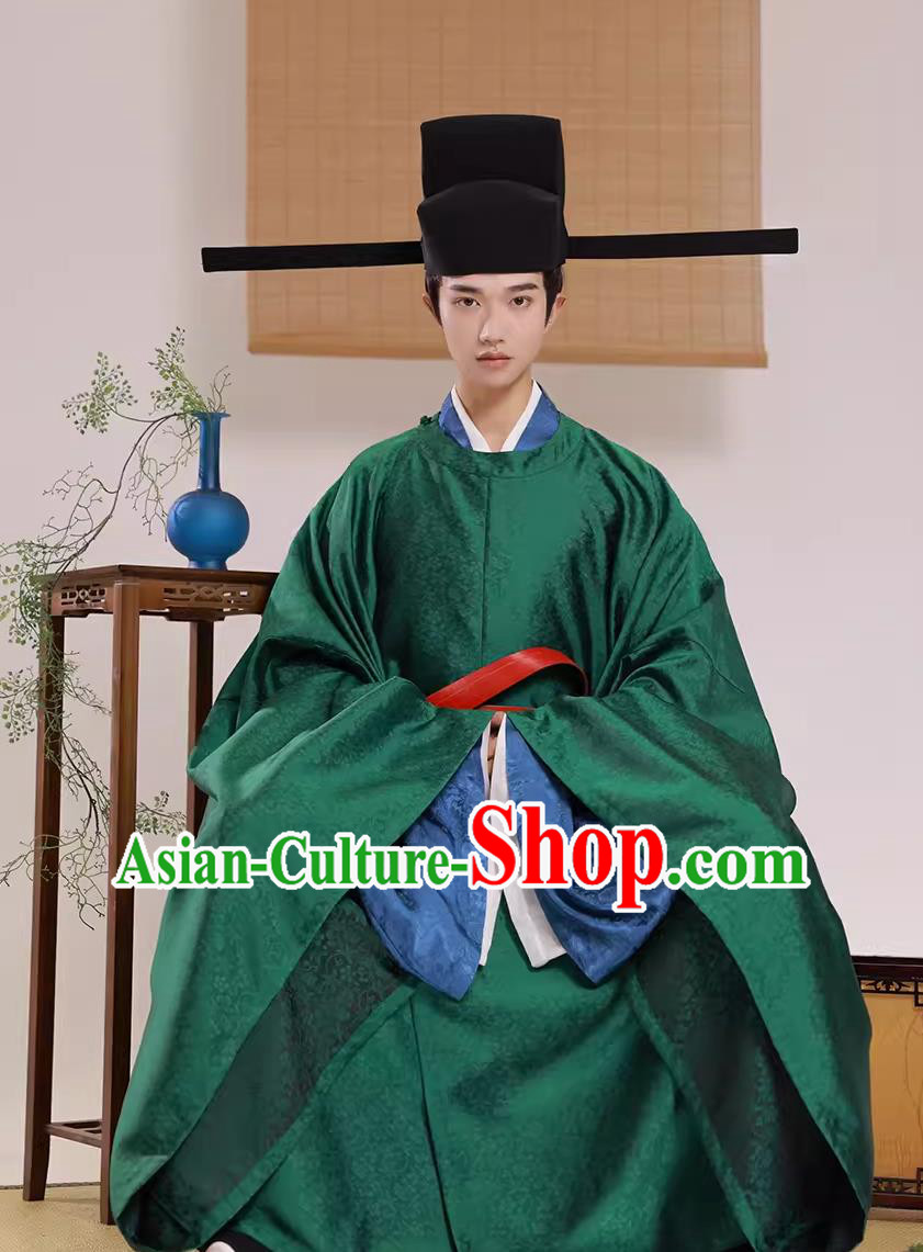 China Traditional Hanfu Green Official Robe Chinese Song Dynasty Minister Attire Ancient China Clothing