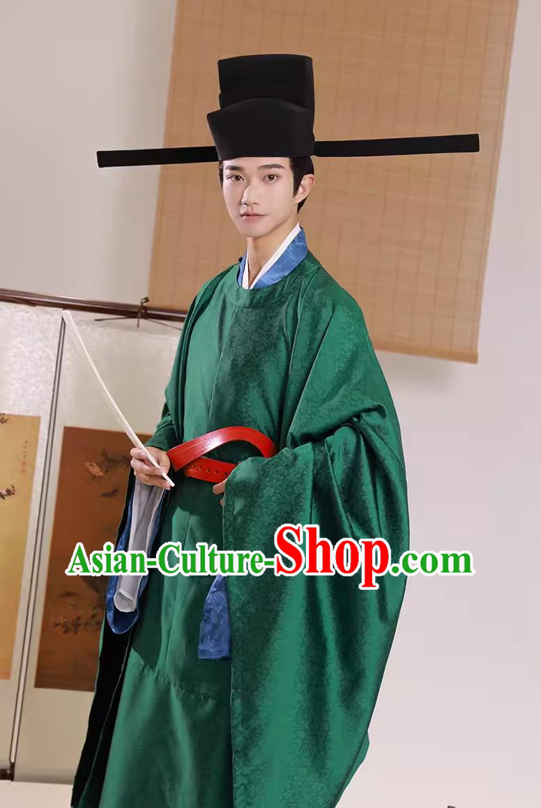 China Traditional Hanfu Green Official Robe Chinese Song Dynasty Minister Attire Ancient China Clothing