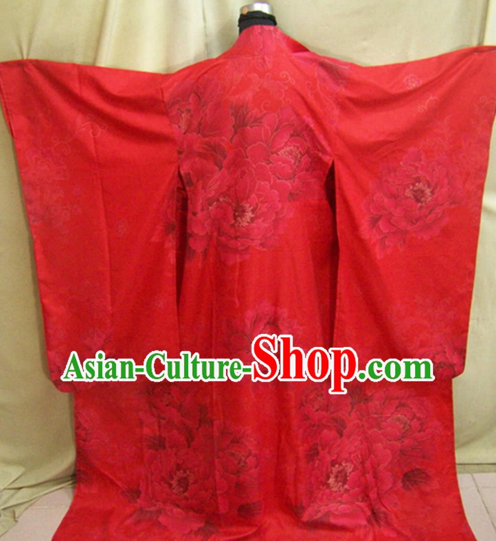 Japanese National Clothing Japan Women Formal Attire Traditional Red Furisode Kimono