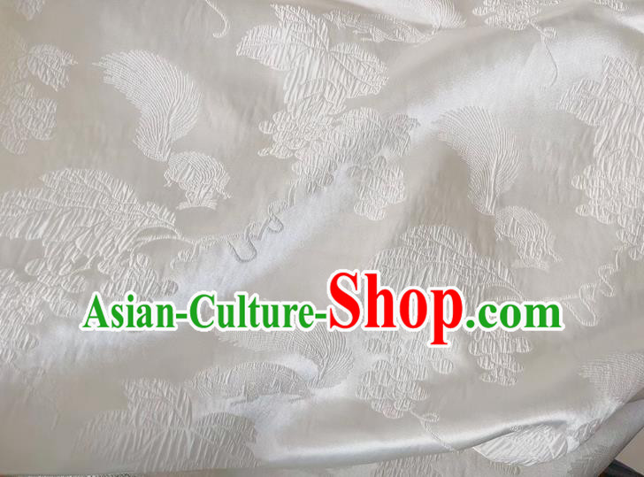 Chinese Qipao Fabric Classical Squirrel Grape Pattern Jacquard Material Traditional Design White Satin