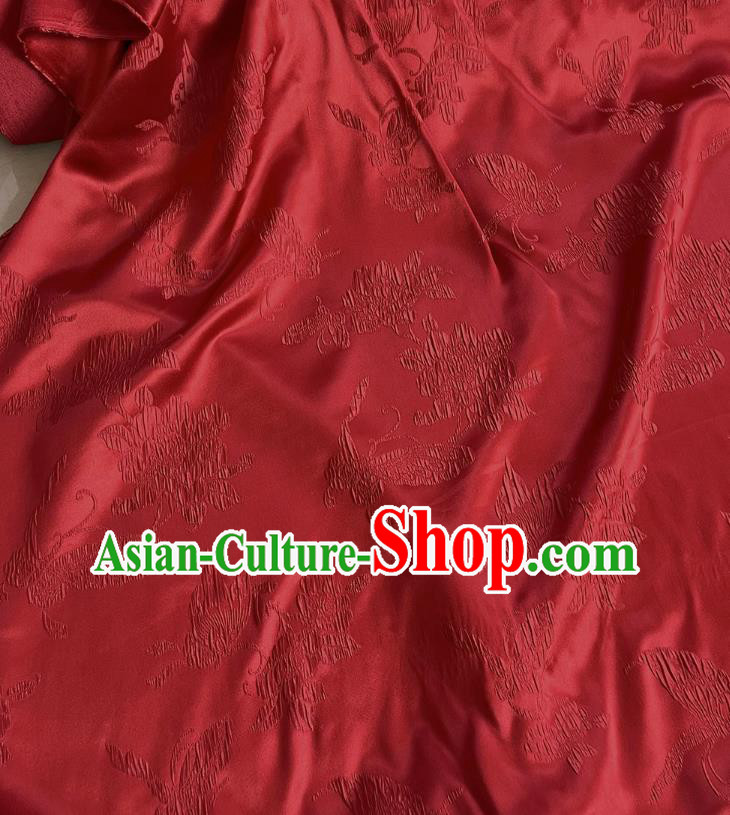 Wine Red Chinese Classical Butterfly love Flower Pattern Jacquard Material China Traditional Design Fabric Qipao Mulberry Silk Cloth