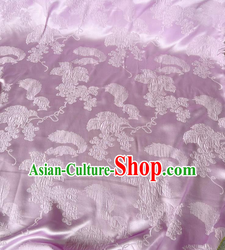Traditional Design Lilac Satin China Qipao Fabric Chinese Classical Squirrel Grape Pattern Jacquard Material