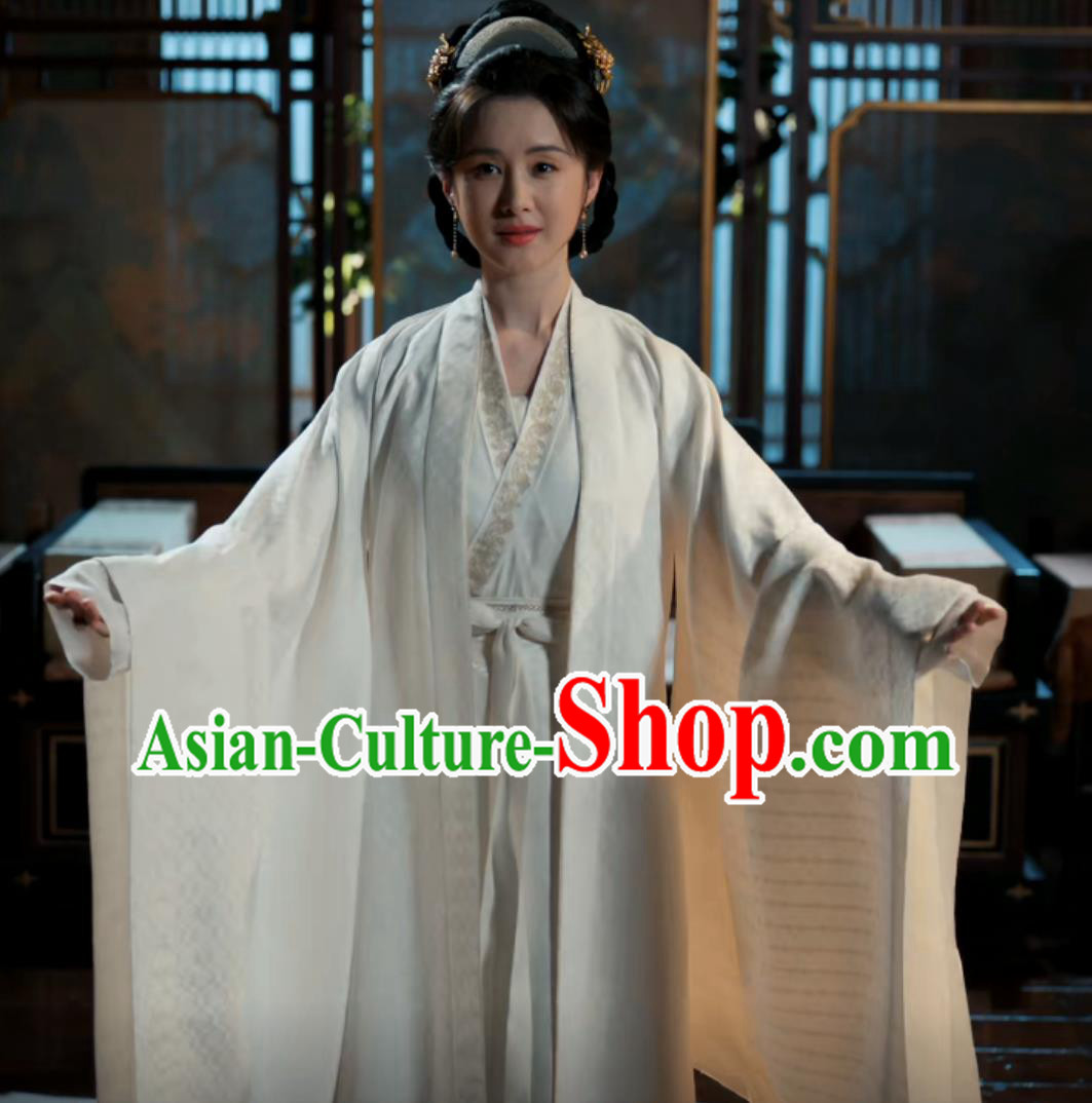 Chinese TV Series Blossoms in Adversity Princess Consort Zhou Costume Ancient China Countess Clothing Traditional White Hanfu Dress