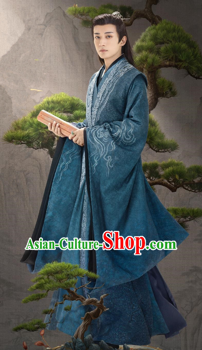 Traditional Mens Hanfu Chinese TV Series In Blossom Childe Pan Yue Costume Ancient China Scholar Clothing