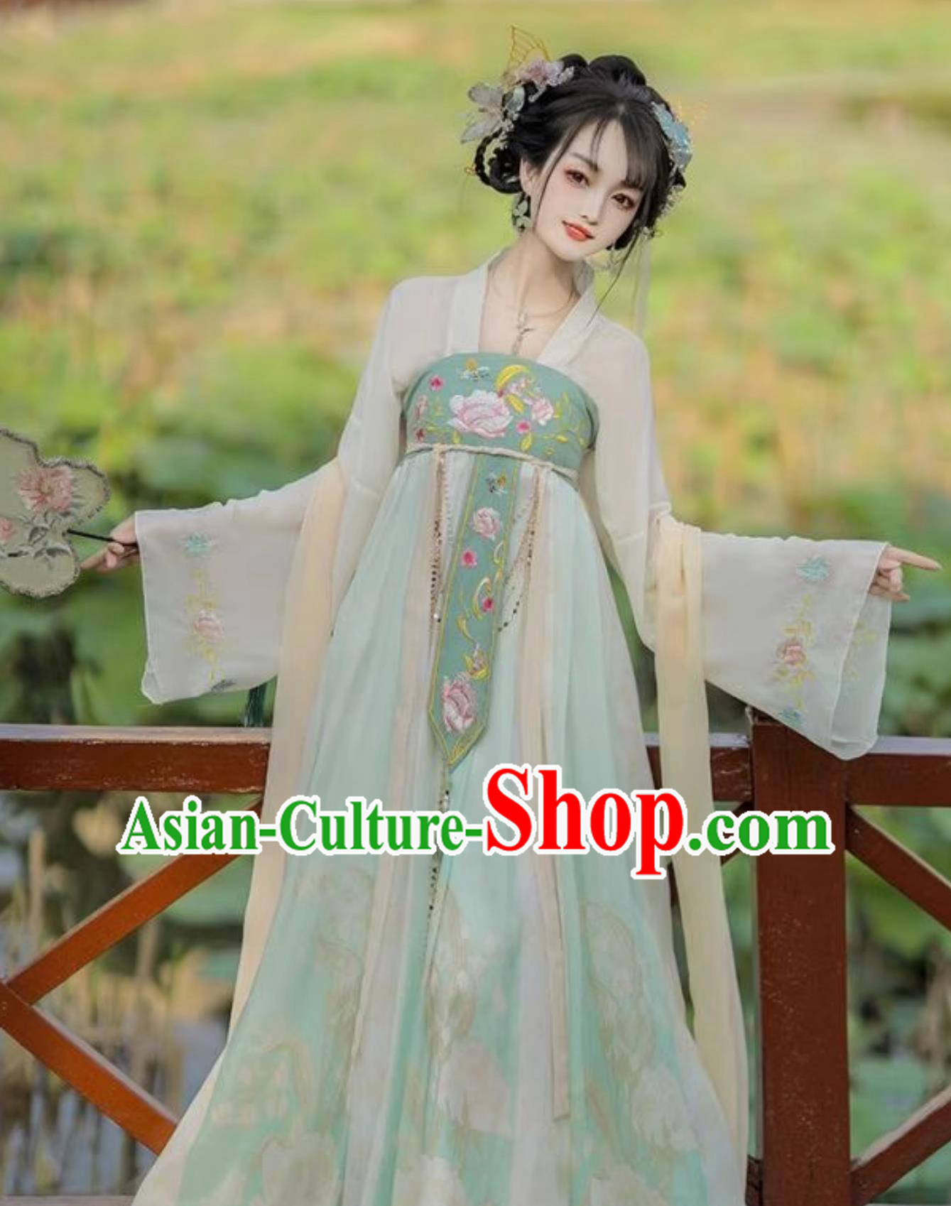 Chinese Tang Dynasty Young Lady Green Dress Ancient China Princess Clothing Traditional Hanfu