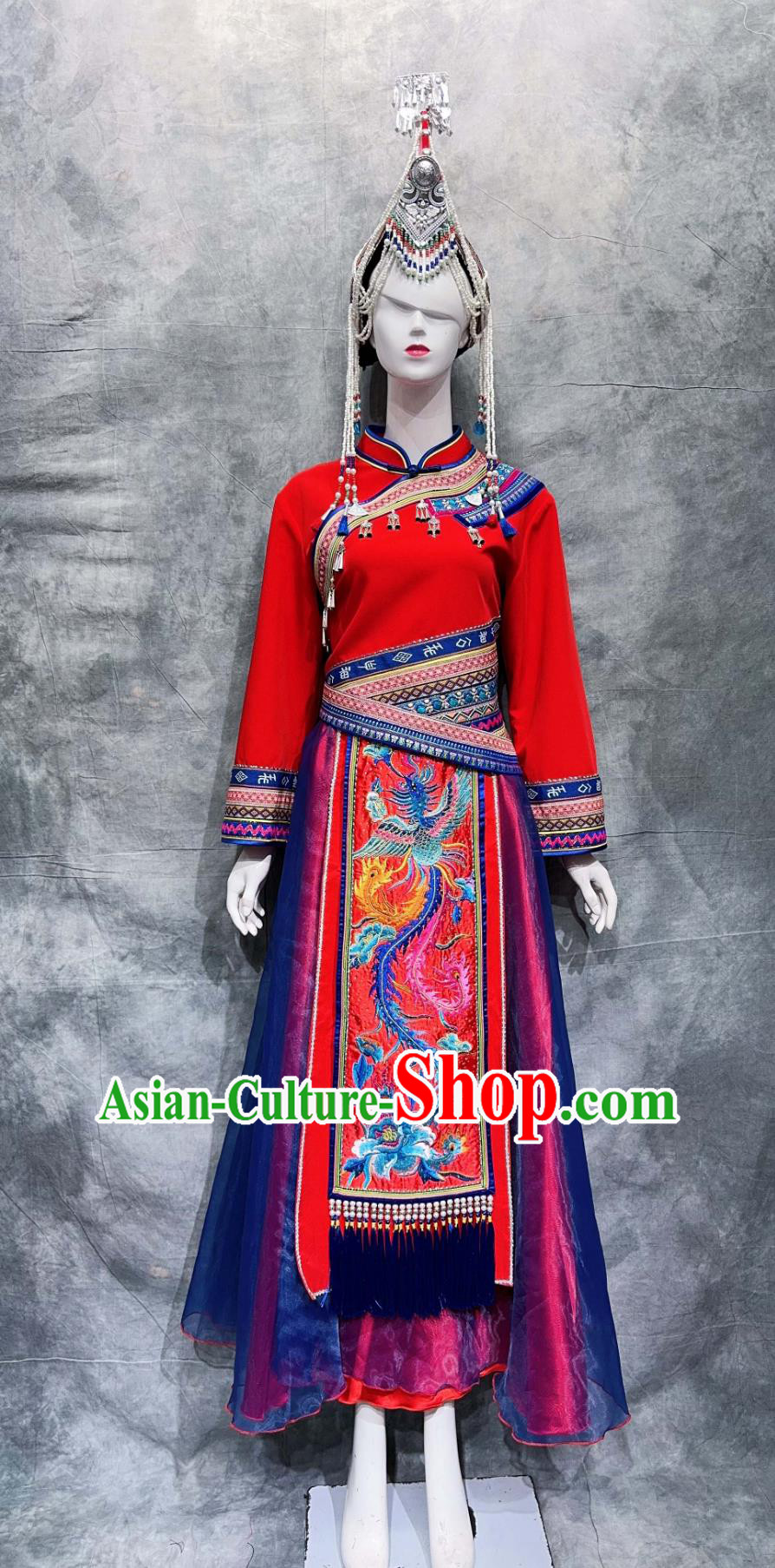 Chinese March 3rd Stage Show Costume She Ethnic Woman Clothing China National Minority Wedding Red Shirt and Skirt