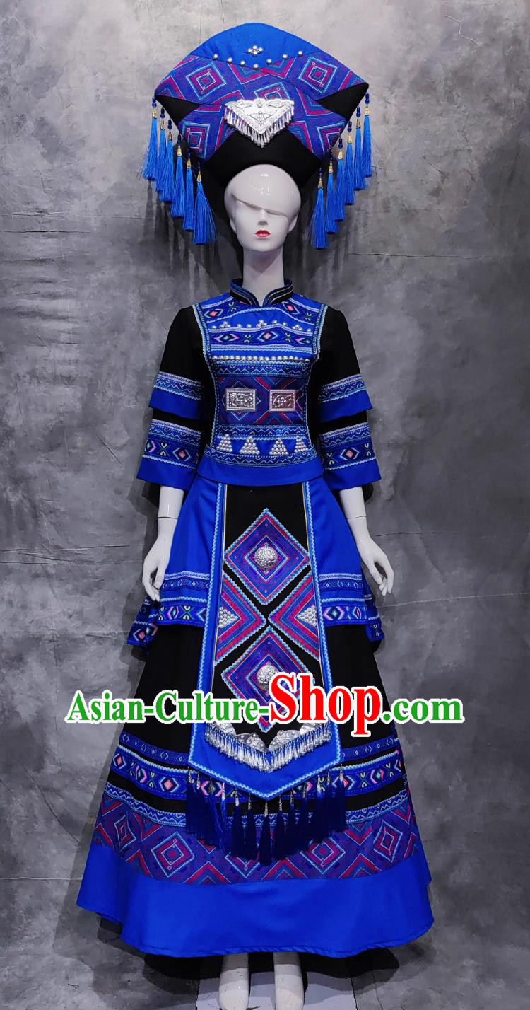 China National Minority Dance Dress Chinese Guangxi March 3rd Woman Solo Costume Zhuang Ethnic Festival Clothing