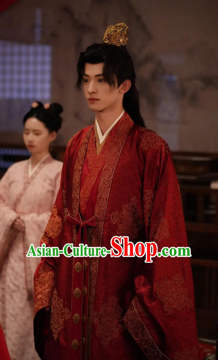 Ancient China Noble Prince Red Clothing TV Series A Journey To Love Marquess Li Tong Guang Wedding Costume
