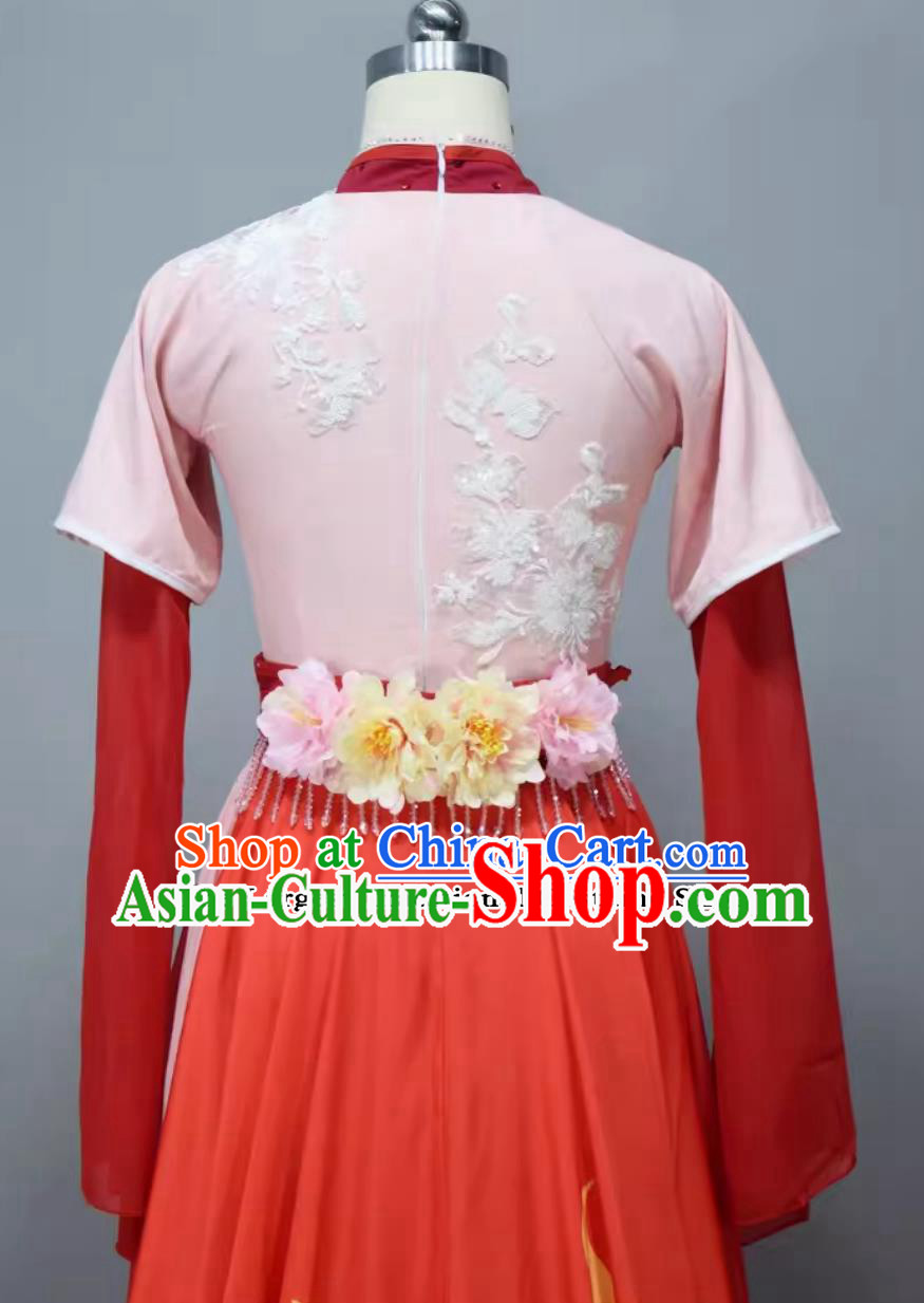 Chinese Dance Contest Program Hong Yan Ning Xiang Replica Dress China Classical Dance Clothing