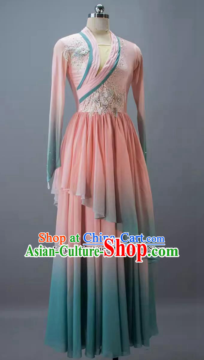 China Classical Dance Clothing Chinese Dance Contest Program Ink Painting Language Replica Dress