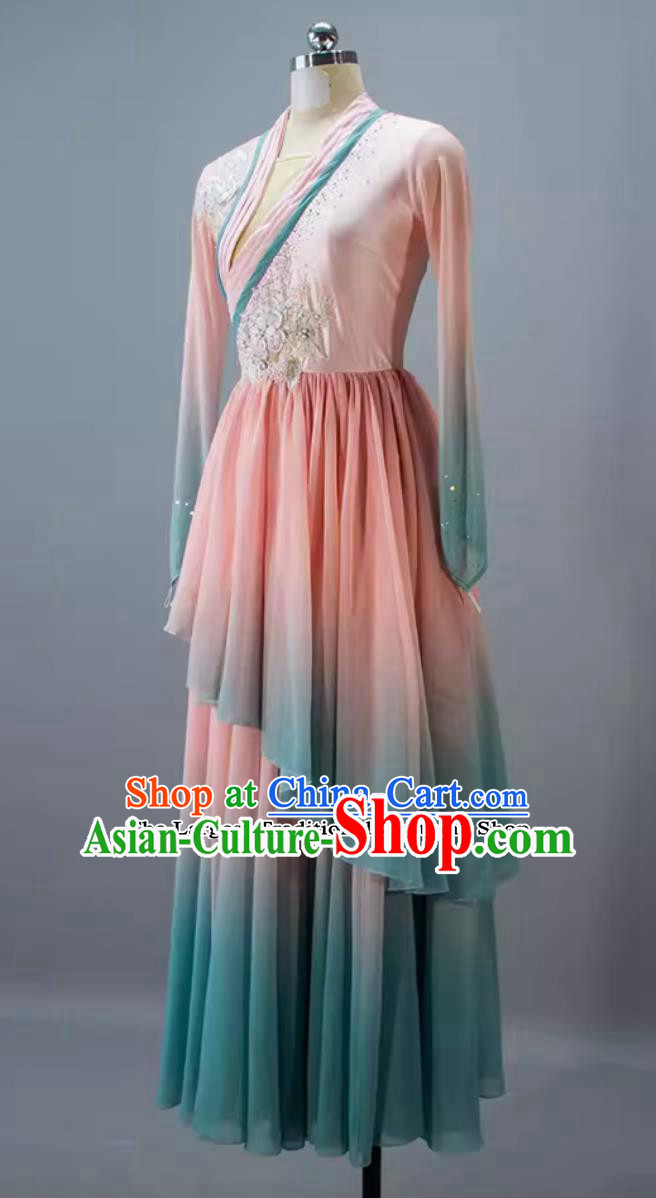 China Classical Dance Clothing Chinese Dance Contest Program Ink Painting Language Replica Dress